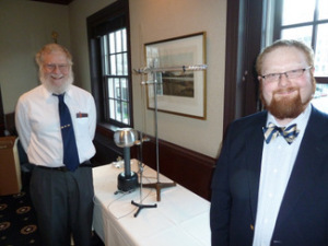 Bro. Glen Witt and Bro. Adam Witt demonstrate Benjamin Franklin's lightning bells experiment.